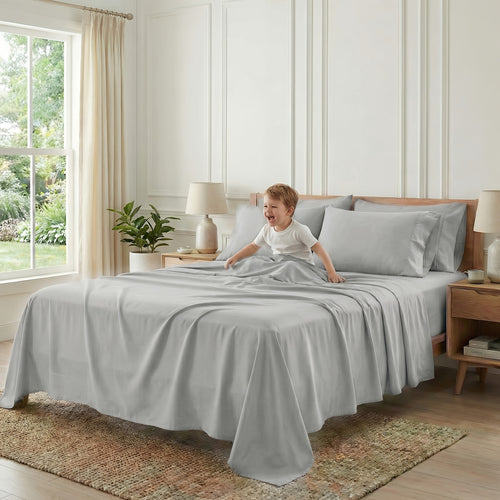 Extra Deep Pocket Bamboo Fiber Sheets Set - Breathable And Cooling Bed Sheets - Luxury Bed Sheet Set - Soft, Wrinkle-Free And Comfy - Easy to Care for And Hypoallergenic, Suitable for Kids' Rooms And Master Bedrooms